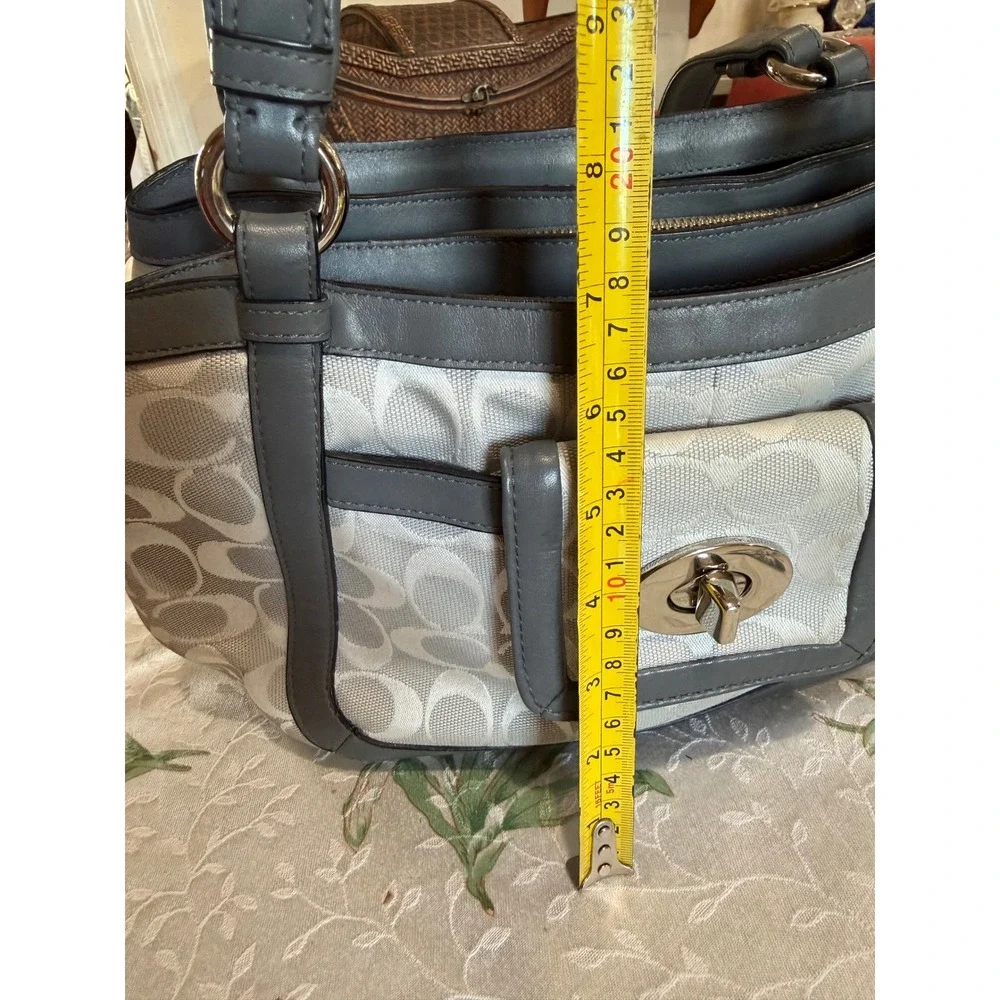 Coach Penelope Signature‎ Grey Jacquard Canvas Leather Shoulder Bag F14934